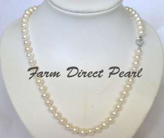 Genuine Cultured FW 8 9mm White Pearl Necklace 24 LONG  