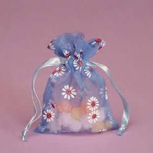 Daisys on Ivory Sheer Organza Bag 12 Piece Party Favor Jewelry Pouch 3 