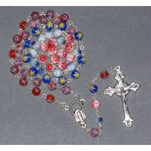   mm multi color glass beads ROSARY   18 1/2 long 