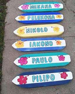 CUSTOM HAWAIIAN NAME SURFBOARD WOOD SIGN  