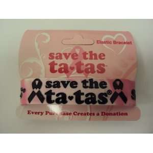  Rubber Wristband Save the Tatas Bracelet Pink & White 