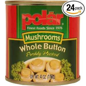 MW Polar Foods Whole Button Mushroom, 4 Ounce Cans (Pack of 24 