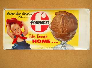 Foremost Chocolate Ice Cream Dairy Sign 1950s Soda Fountain  