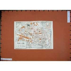   1954 Colour Map France Street Plan Toulon Darse Vielle