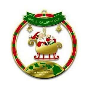   Hawaiian Metal Christmas Ornament Santa Sleigh Ride: Kitchen & Dining