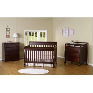 Kalani Three Piece Convertible Crib Nursery Set with Toddler Rail in 