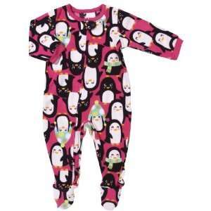   Girls Fleece Penguin Footed Blanket Sleeper Pajamas (24 months): Baby