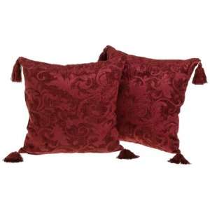   Decorative Pillow with Tassel Trim 2 Pack, Burgundy