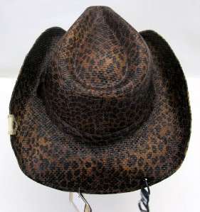   Grimm Brown Leopard Drifter Cowboy Hat Rowdy Straw Headgear NEW  