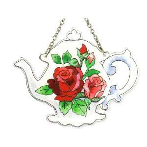  Teapot with Roses   Suncatcher by Joan Baker Patio, Lawn 