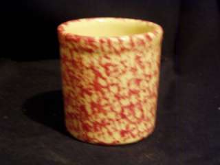 Henn Pottery Cranberry SPONGEWARE 1/2 Pint CROCK DEAL USA MADE  