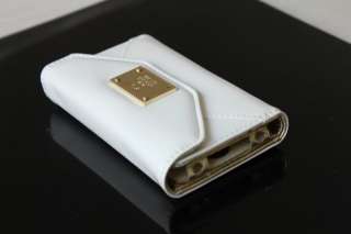 NEW White Luxury Designer Leather Wallet style Case Cover Apple Iphone 