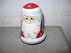   Wooden Wood Hand Painted Santa Claus Roly Poly Doll Toy w/ Bell Inside