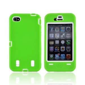 For AT&T Verizon iPhone 4 iPhone 4 Lime Green White Hard Dual Hybrid 