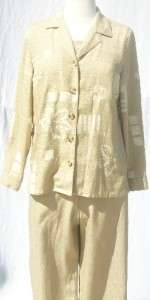 SAG HARBOR 2pc Jacket & Pant Outfit Set Rayon Gold Sz 8  