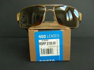 NEW Costa Del Mar Drago Polarized Sunglasses CR 39 400 Lens Gold/Dark 