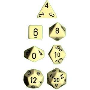  Chessex Dice: Polyhedral 7 Die Opaque Dice Set   Ivory 