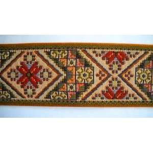  Wide Petit Point Design Tapestry Ribbon Trim Brown Multi 