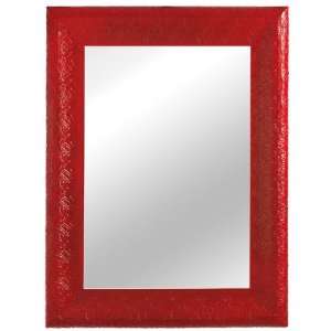 New   35 Vibrant Red Etched Lacquer Rectangular Wall Mirror by 