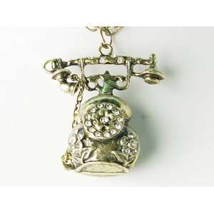   Inspired Telephone Dialer Crystal Rhinestone Pendant Necklace: Jewelry
