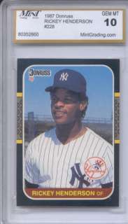 1987 Donruss Rickey Henderson MGS 10 Yankees Gem Mint  