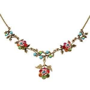  Negrin Charming Necklace Decorated with Hand Painted Vintage Flowers 