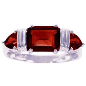 14K White Gold Octagon and Pear Gemstone Ring Garnet, size5