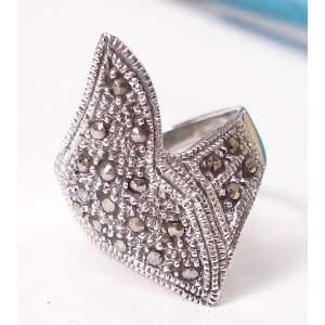  Classy Gem Encrested Silver Ring (Size 9) 