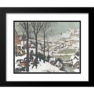 Brueghel Framed and Double Matted Art 31x37 Winterhunters In The Snow 