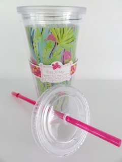LILLY PULITZER TUMBLER w/ STRAW NICE TO SEE YOU Reusable 20 z Acrylic 