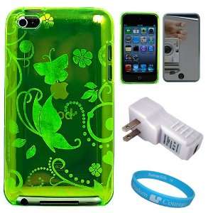  Green Butterfly Design Protective TPU Silicone Skin Cover for Apple 