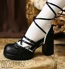 Sweet Gothic Princess Lolita Self tie Lace Mary Janes 3 heel Shoe 