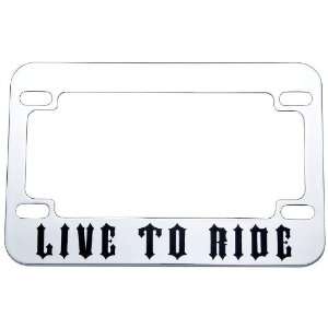   Diamond Plate&trade Live to Ride Chrome Motorcycle License Plate Frame