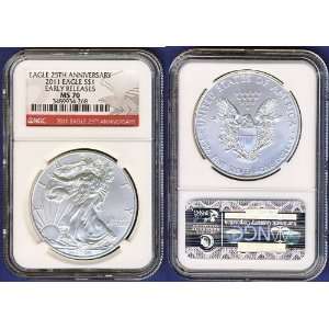  2011 NGC MS70 25th Anniversary ER Silver Eagle Everything 