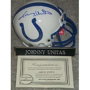  Johnny Unitas Signed Colts Authentic Riddell Mini Helmet 