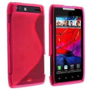  TPU Rubber Case for Moto Droid RAZR, Clear Hot Pink S 