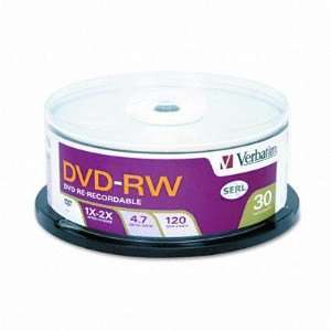 Verbatim DVD RW Discs 4.7GB 2x Spindle 30/Pack Versatile High Capacity 