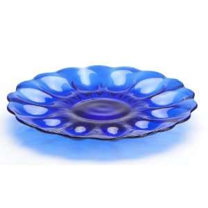 Mosser Glass Nicole Egg Plate   Cobalt Blue:  Kitchen 