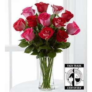 Valentines Day   One Love Fair Trade Rose Flower Bouquet   12 Stems 