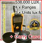   Lux Meter 538,000 Lux   Measure Light, Lumens, FC, Lx, + Carry Case