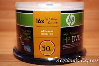 HP 16X DVD+R WHITE InkJet Printable DVD, 200 CB NEW /FS  