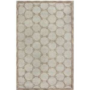    Tufted Wool Carpet Area Rug 5x8 Beige Honeycombs: Furniture & Decor