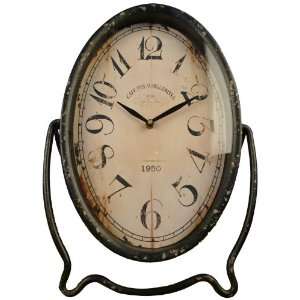  Wilco Imports Distressed Oval Metal Table Clock: Home 