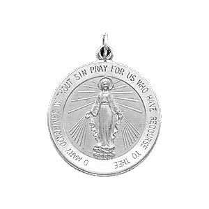  Miraculous Medal 18mm   14k White Gold Jewelry