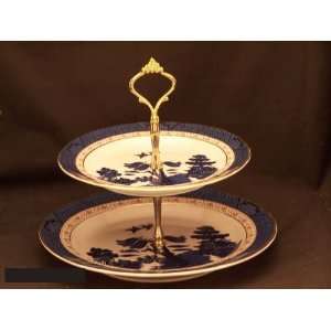  Royal Doulton Real Old Willow Hostess Tray 2 Tier: Kitchen 
