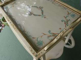 RARE FRENCH TOLE PAINTED TEA CART MID CENTURY YET SHABBY CHIC OR 