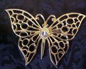 Lions Club Goldtoned Butterfly PIn  