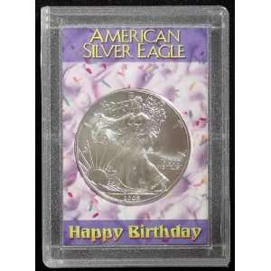 2011 American Silver Eagle Dollar Coin Uncirculated in Happy Birthday 