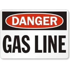  Danger: Gas Line Laminated Vinyl Sign, 14 x 10 Office 