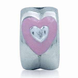   925 Sterling Silver Heart European Charm Bead Silicone Lock  